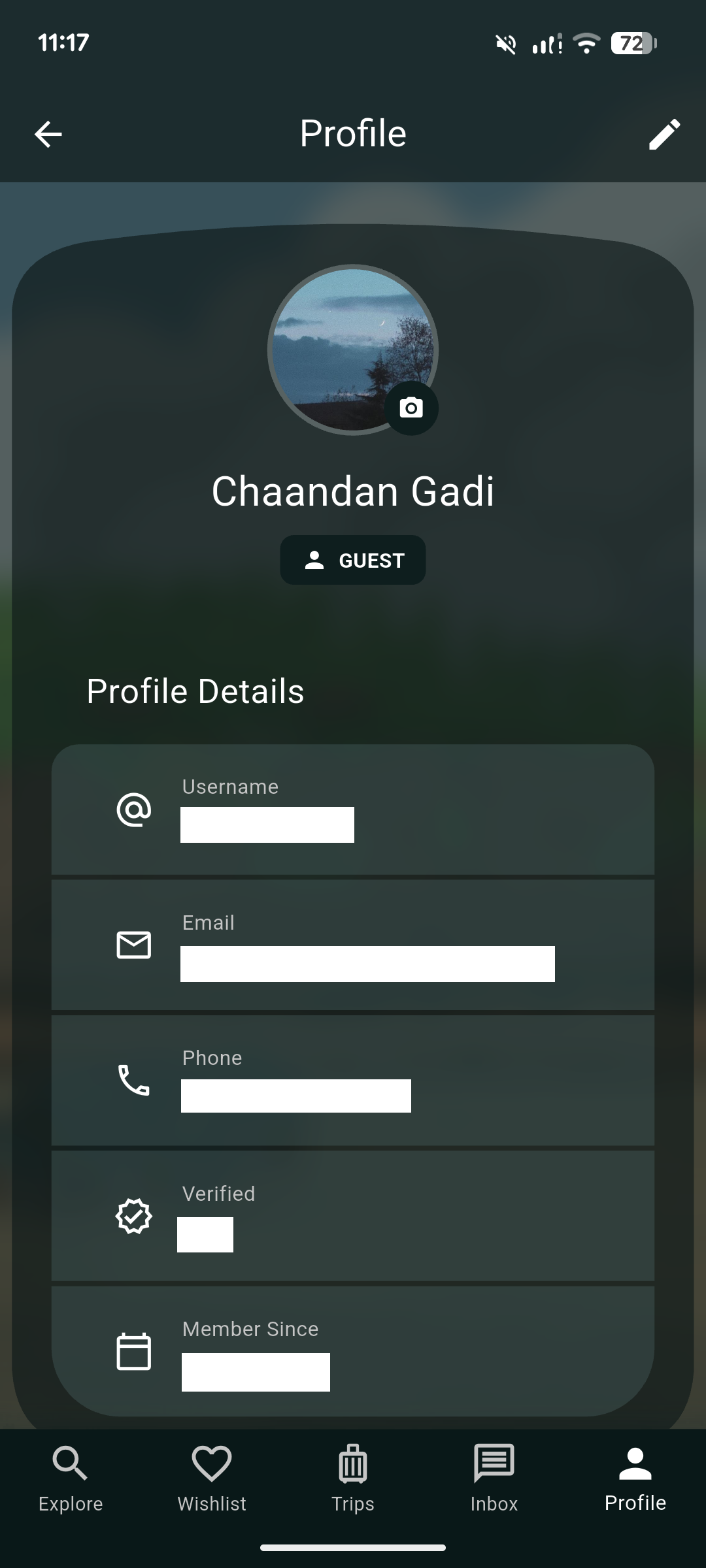 Manage account screen 2